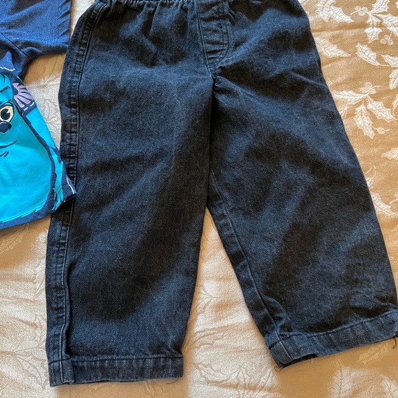 Disney Baby Boy pull on black jeans, flannel pajama bottoms & short sleeve tee - Picture 7 of 7